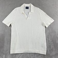 Camisa polo masculina Abercrombie & Fitch marfim média gola V malha texturizada nova sem etiquetas comprar usado  Enviando para Brazil