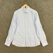 Usado, Camisa masculina Marcs grande linho azul manga longa botão para cima evento de negócios 38014 comprar usado  Enviando para Brazil