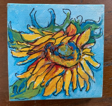 Quadro em tela design girassol 3"x 3" por Jackie Wukela-SC artista comprar usado  Enviando para Brazil