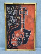 Vaso e vaso vintage Batik e acrílico metálico dourado arte abstrata, usado comprar usado  Enviando para Brazil