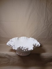 Tigela vintage Fenton Hobnail vidro leitoso branco borda com babados comprar usado  Enviando para Brazil