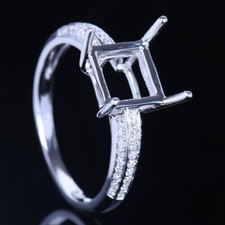 Venda anel de noivado de ouro branco 10k 7,5 mm almofada princesa semi montagem diamante comprar usado  Enviando para Brazil