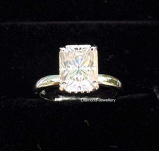 Anel de noivado de ouro branco sólido 14K corte radiante diamante real 2,0 quilates tamanho 7 comprar usado  Enviando para Brazil