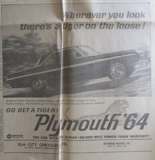 1964 Canadian Plymouth jornal impresso anúncio Fury 2-dr capota rígida, usado comprar usado  Enviando para Brazil