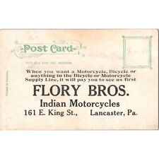 Flory Bros. Indian Motorcycles - Lancaster, Pensilvânia - Cartão postal antigo - Publicidade comprar usado  Enviando para Brazil