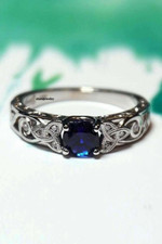 Usado, Anel de safira azul 2 CT 925 prata esterlina nó celta presente de noivado vintage comprar usado  Enviando para Brazil