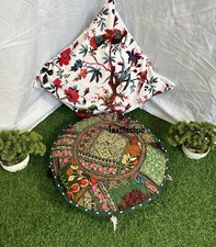 Capa de almofada redonda indiana piso verde patchwork lance decoração boho, usado comprar usado  Enviando para Brazil
