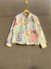 Chaqueta de retazos acolchada blanca india hecha a mano chaqueta de algodón ropa para mujer EE. UU. segunda mano  Embacar hacia Mexico