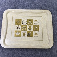 Bandeja de servir de metal vintage ouro branco calendário mensal 20x16 retrô MCM 50s 60s comprar usado  Enviando para Brazil