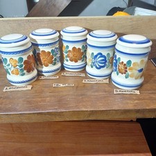 Set of 5 Vintage Wloclawek Hand-Painted Polish Faience Jars – Signed by Artists  na sprzedaż  PL