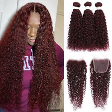 Red Kinky Curly com Fecho Cabelo Humano Brasileiro Tecer 3 Pacotes Extensão de Cabelo, usado comprar usado  Enviando para Brazil