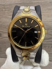 Relógio masculino Bulova dois tons mostrador preto 39 mm aço inoxidável quartzo ref 98B133 comprar usado  Enviando para Brazil