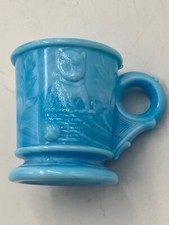 CANECA/COPO INFANTIL VINTAGE AKRO ÁGATE CACHORRO E GATO - VIDRO AZUL REDEMOINHO ESCÓRIA  comprar usado  Enviando para Brazil