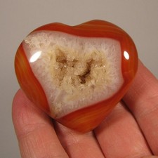 ÁGATA CARNELIANA 2,1" com pedra de palma polida coração quartzo druso - Índia comprar usado  Enviando para Brazil