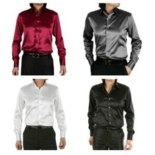 Camisa social masculina cetim seda manga longa fina negócios formal casual tops elegantes comprar usado Camisa social masculina cetim seda manga longa fina negócios formal casual tops elegantes comprar usado  Enviando para Brazil