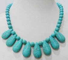 Colar de joias moda genuína natural 8 mm azul turco turquesa pedras preciosas 18" comprar usado  Enviando para Brazil
