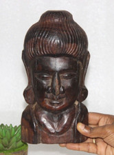 Antigua figura busto cabeza cara calma tribal madera años 30 original decoración antigua 14602 segunda mano  Embacar hacia Mexico