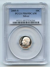 2005 S 10C prata Roosevelt Dime PCGS PR69DCAM, usado comprar usado  Enviando para Brazil