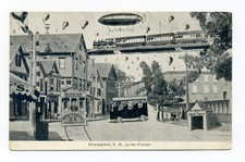 Cartão postal Newmarket NH in the Future, fantasia, dirigível, metrô para NY, 1909 comprar usado  Enviando para Brazil
