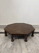 Usado, Bajot de mesa de centro baixo estilo antigo de madeira | Chowki vintage esculpido à mão comprar usado  Enviando para Brazil