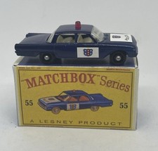 Matchbox Lesney #55 Custom Ford Fairlane carro de polícia azul escuro boa caixa de reprodução., usado comprar usado  Enviando para Brazil