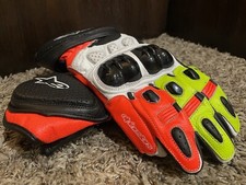 Luvas de couro para motocicleta Alpinestar vermelho quente amarelo neon corrida rua comprar usado  Enviando para Brazil