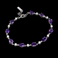 Pulseira de prata esterlina 925 pera ametista 7x5 mm joias de pedra preciosa natural 7 polegadas, usado comprar usado  Enviando para Brazil