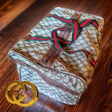 🤩 Autêntica bolsa de viagem Gucci lona couro marrom acabamento dobrável trave + bolsa comprar usado  Enviando para Brazil