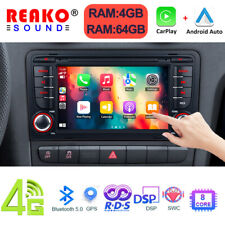 4+64G Para Audi A3 2003-2013 Rádio Estéreo Carro Carplay Android 13 GPS Navegação DSP AM comprar usado  Enviando para Brazil