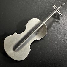 BROCHE VINTAGE BEAU ESTATE ACABAMENTO FOSCO PRATA ESTERLINA PARA VIOLINO 2 7/16”x7/8” comprar usado  Enviando para Brazil