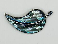 Broche vintage Alpaca México Abalone concha incrustada folha venda de propriedade joias comprar usado  Enviando para Brazil
