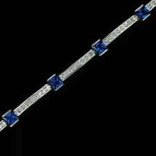 Pulseira de tênis atraente de safira simulada princesa 9 quilates folheada a ouro branco 14K comprar usado  Enviando para Brazil