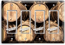 ADEGA VINÍCOLA DE VINAGEM RÚSTICA BARRIL DE VINHO MADEIRA 4 GFCI INTERRUPTOR DE LUZ PLACA ARTE DECORAÇÃO comprar usado  Enviando para Brazil