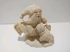 Usado, Boneco de neve Design Works patinação Papai Noel bege esculpido figura escultura arte off white comprar usado  Enviando para Brazil