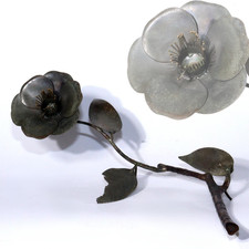 Enfeite de arte de metal artesanal escultura flor camélia ferro japonês vintage, usado comprar usado  Enviando para Brazil