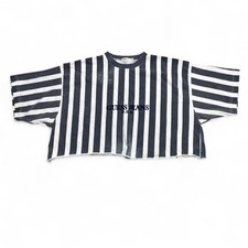 Camiseta Guess Jeans EUA Vintage Anos 90 Tamanho XL Preta Branca Vertical Listrada Cropped comprar usado  Enviando para Brazil