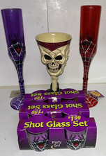 9 flautas de utensílios de Halloween copo caveira taça vermelho roxo aranhas de plástico comprar usado  Enviando para Brazil