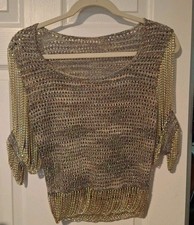 Blusa Loris Azzaro corrente franja bordada vintage ouro prata pequena comprar usado Blusa Loris Azzaro corrente franja bordada vintage ouro prata pequena comprar usado  Enviando para Brazil