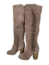 Botas Carlos por Carlos Santana Garrett franja acima do joelho camurça tamanho 8 Dk bege comprar usado  Enviando para Brazil