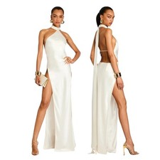 Vestido maxi retrô Jagger Halter cetim sexy festa formal casamento gala M comprar usado  Enviando para Brazil