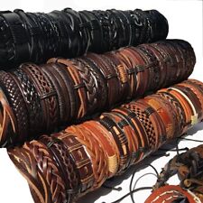 Lote Atacado 50/100 Couro Trançado Corrente Cubana Masculina Feminina Pulseira Pulseira Rand comprar usado  Enviando para Brazil