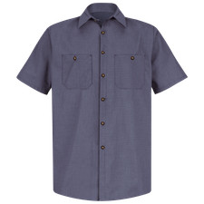 Camisa uniforme microcheck masculina manga curta azul preta Red Kap comprar usado  Enviando para Brazil