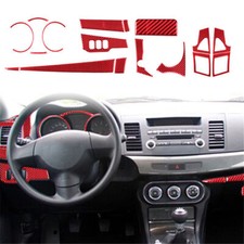 17 peças kit interior completo de fibra de carbono vermelho acabamento de capa para Mitsubishi Lancer 08-15, usado comprar usado  Enviando para Brazil