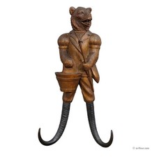 Suporte de chicote esculpido na floresta negra com urso ca. Anos 1900 comprar usado  Enviando para Brazil