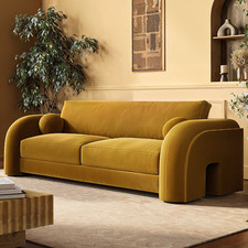 Yellow velvet curved for sale  HUDDERSFIELD