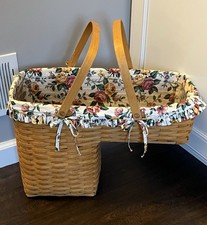Longaberger 1997 Step it Up cesta de escada com forro de tecido plástico e jardim comprar usado  Enviando para Brazil