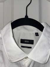 Camisa social Hugo Boss branca ajuste fino 42 16,5 algemada francesa (sem abotoaduras), usado comprar usado  Enviando para Brazil