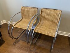 Conjunto de 2 cadeiras de jantar Mies Van Der Rohe MR20 em vime e cromado, usado comprar usado  Enviando para Brazil