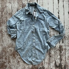 Camisa Living Doll Feminina 8 Azul Denim Look Bebê Azul Gola Plissada Amarrar Frente comprar usado  Enviando para Brazil