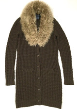 Cardigã Ralph Lauren Blue Label marrom cashmere lã pele shearling malha suéter comprar usado Cardigã Ralph Lauren Blue Label marrom cashmere lã pele shearling malha suéter comprar usado  Enviando para Brazil